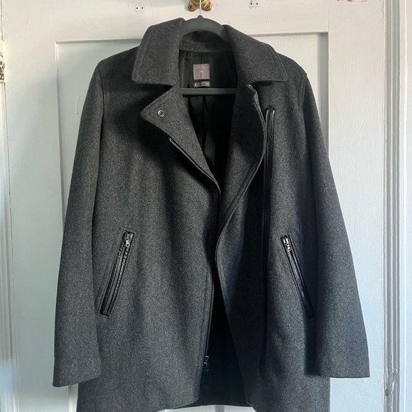 Wool charcoal Gap moto coat size medium - Picture 1 of 3